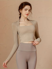 Slimming Long Sleeves Sports Top with Chest Pads