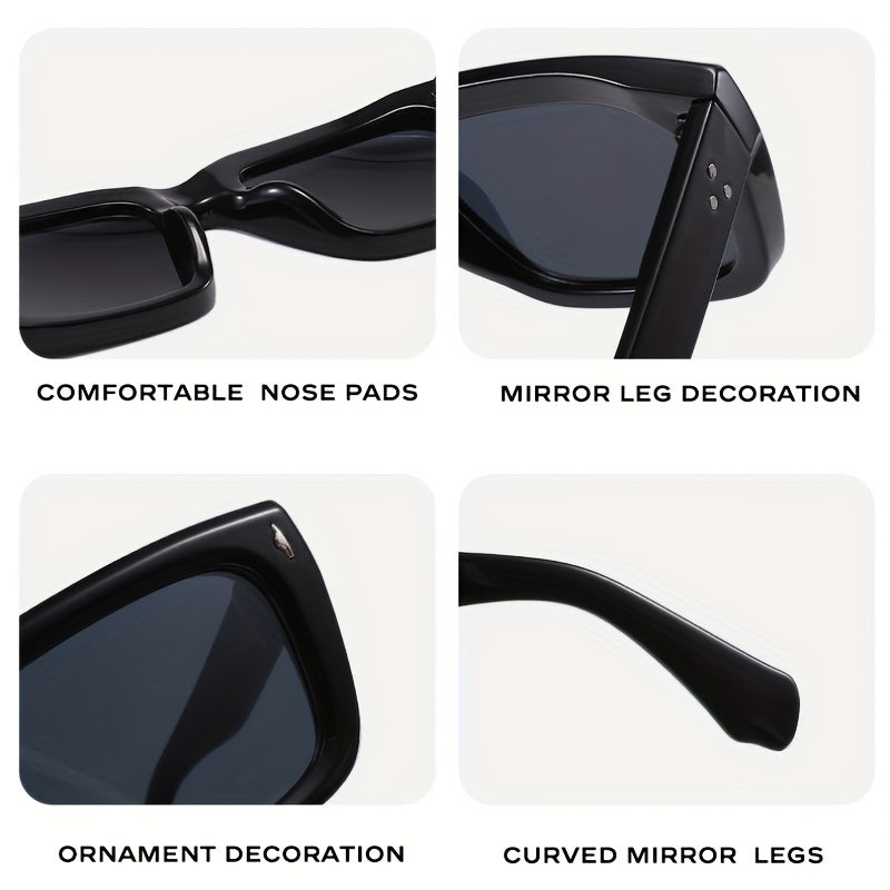Square Frame Rice Nail Wide Leg UV Protection Women's Sunglasses