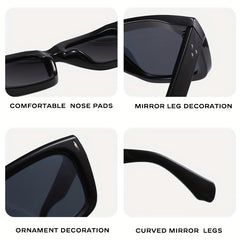 Square Frame Rice Nail Wide Leg UV Protection Women's Sunglasses