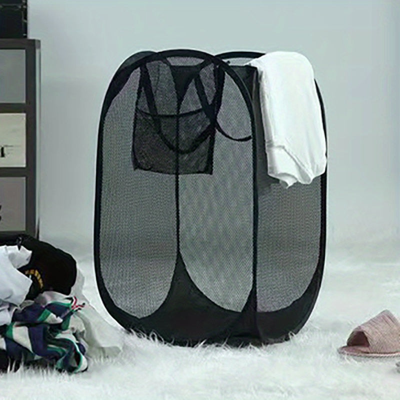 Mesh Pop Up Laundry Hamper Foldable Basket Organizer for Family College Dorm