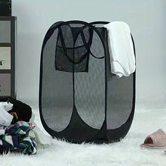 Mesh Pop Up Laundry Hamper Foldable Basket Organizer for Family College Dorm