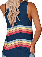 Stripe Print V Neck Tank Top