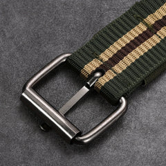 Men's Army Green Cloth Strap Square Belt
