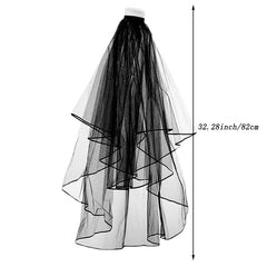Gothic Veil Headdress With Comb Double Layer Headwear