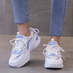 Chunky Mesh Lift Sneakers Breathable Low Top Shoes Women's Footwear