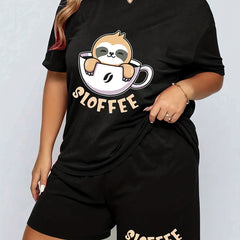 Sloth & Letter Print Pajama Set