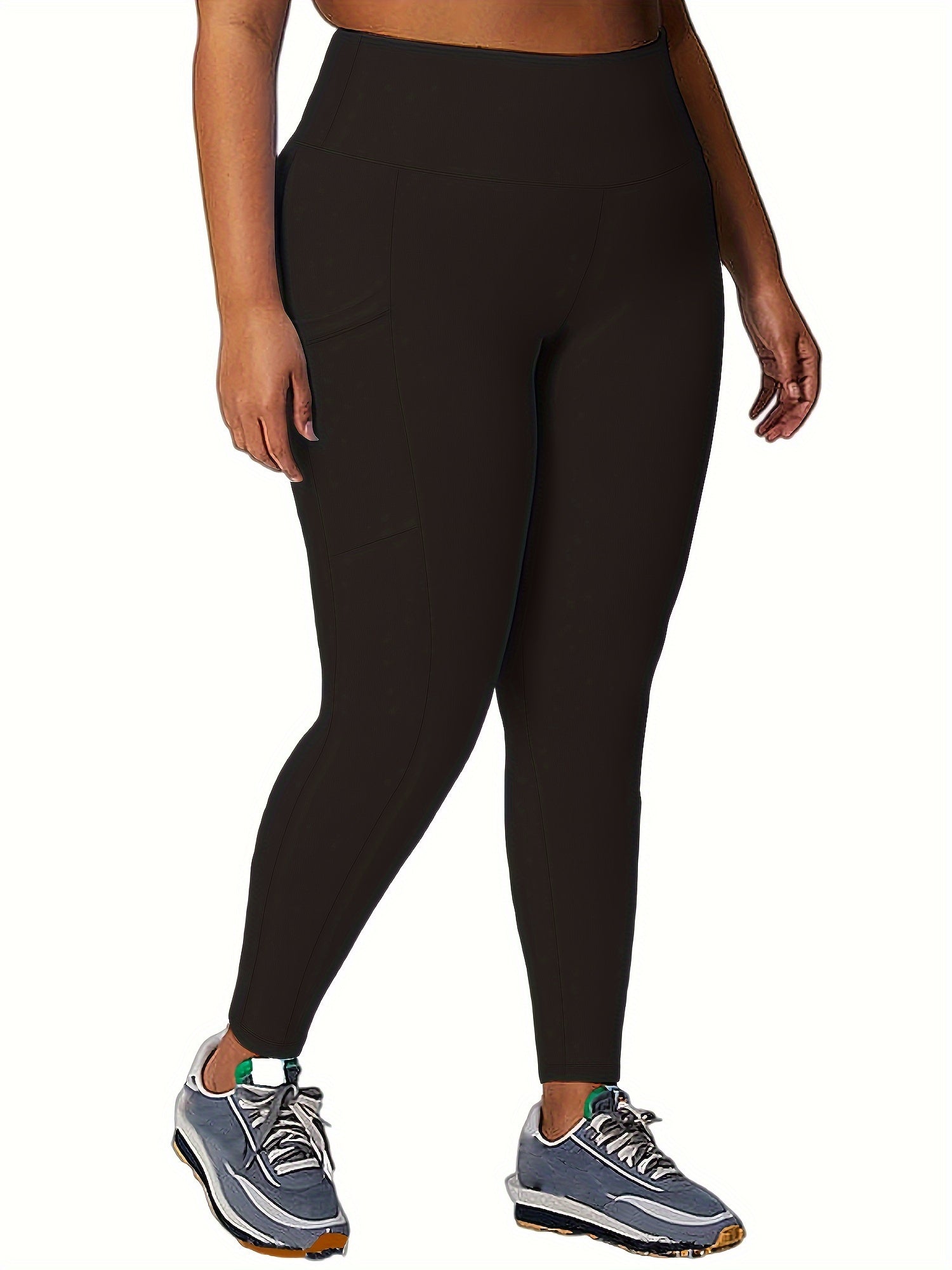 3 Pack Plus Size Casual Leggings Set Women's Plus Solid Liner Fleece Wideban...