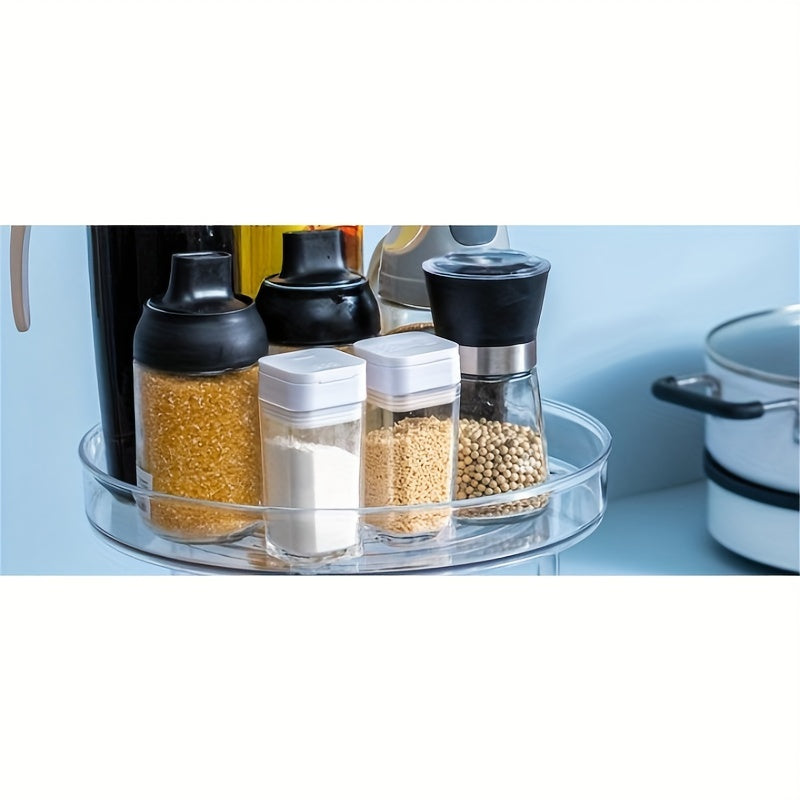 2pcs Rotating Shelf Storage Box Single Layer Turntable Rotating Storage Box