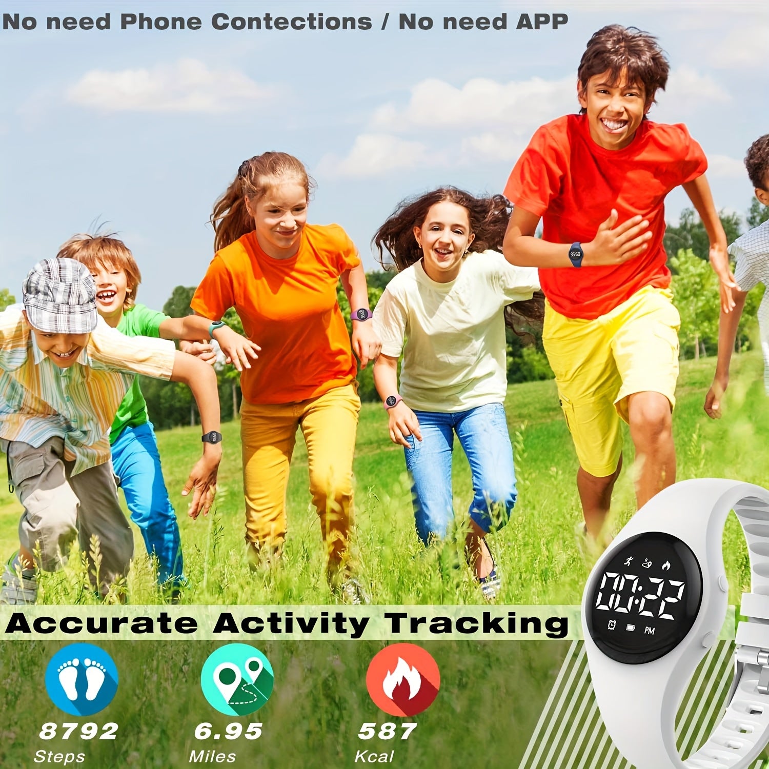 Outdoor Sport Kids LED Digital Watch with Step Counter Calories Distance Tracker