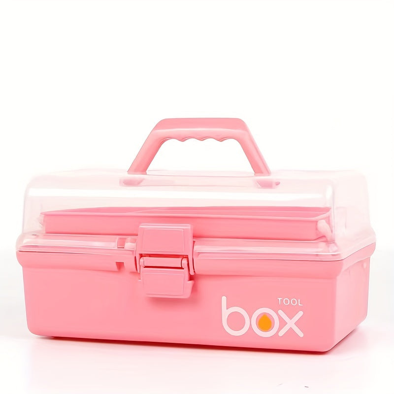 Plastic 3 Layer Storage Box Toolbox Handle Multi-purpose Finishing Case