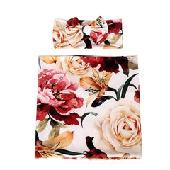 Baby Girl Newborn Receiving Blanket with Headband Set Baby Swaddle