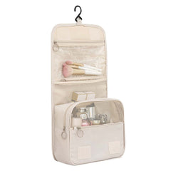 Travel Toiletry Bag with Hook Portable Makeup Organizer Beige