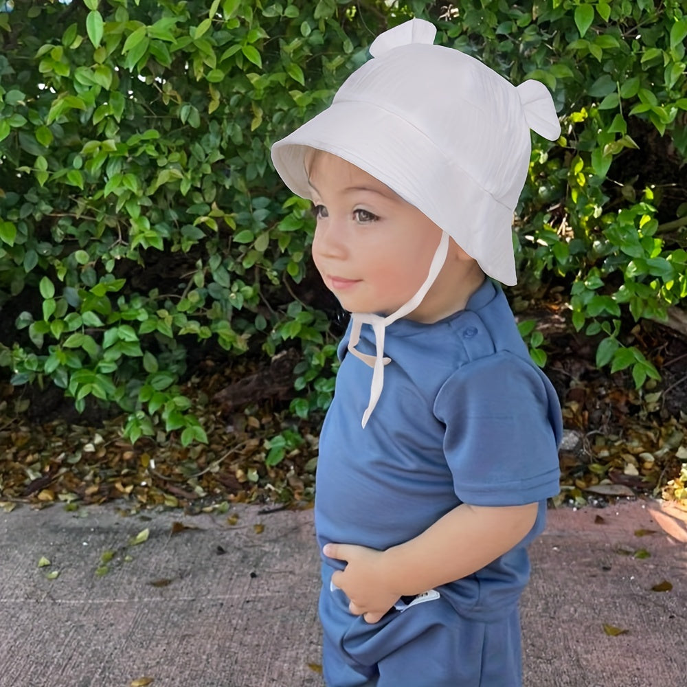 Baby Rabbit Ears Bucket Hat Cotton And Hemp Cloth Material