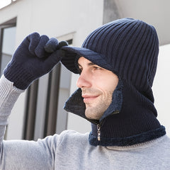 Vintage Knitted Hat Men's Outdoor Sports Pullover Hat Fleece Thread Hat