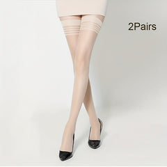 Striped Mesh Thigh High Stockings 2 Pairs