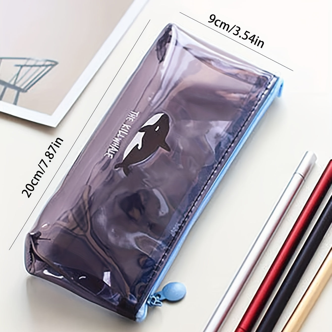 Whale PVC Pencil Case for School, Office, Home