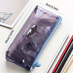 Whale PVC Pencil Case for School, Office, Home