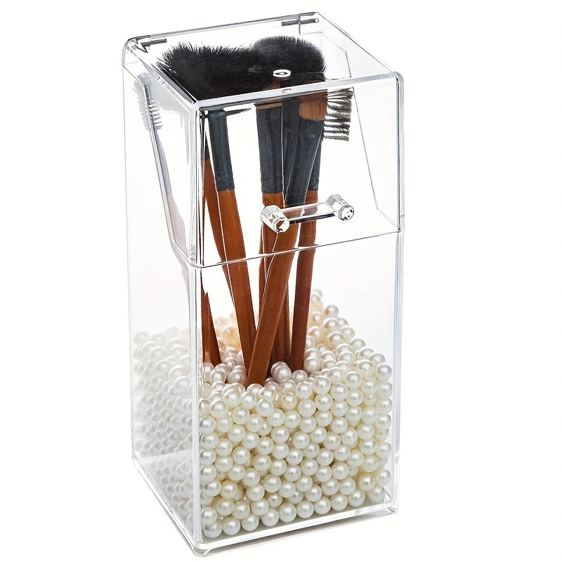 Acrylic Makeup Brush Holder with Lid Organizer Display Case