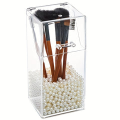 Acrylic Makeup Brush Holder with Lid Organizer Display Case