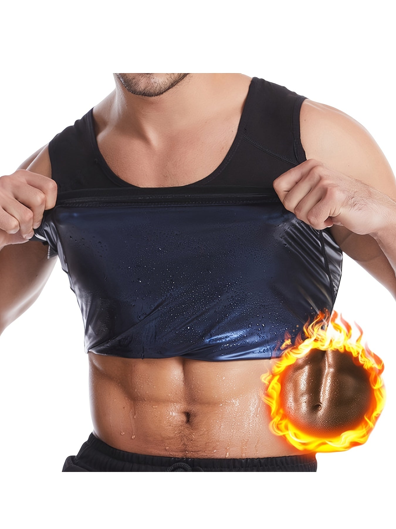 Men's Sauna Vest Workout Sweat Tank Top Waist Trainer Compression