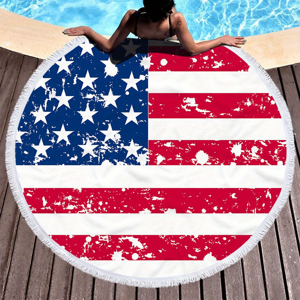 Circular Beach Mat Swimming Pool Towel National Flag Shawl