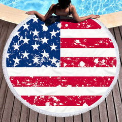 Circular Beach Mat Swimming Pool Towel National Flag Shawl