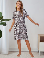 Leopard Butterfly Print Short Sleeve NightDress