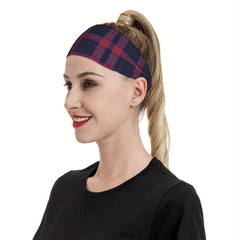 Men's Vintage Plaid Headband Navy Red Yellow Grid Pattern
