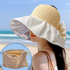 Flower Embossed Foldable Sun Hat UV Protection Stitching Bucket Hat