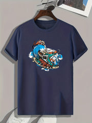 Rock Style Wave Print Men's Sports T-shirt