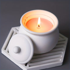 Round Candle Jar Silicone Mold with Lid DIY Home Decoration
