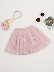 Flamingo Embroidery Tulle Tutu Skirt for Girls