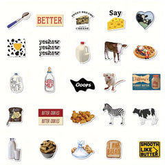 50pcs Salt Cow Butter Series Graffiti Stickers Waterproof DIY Diary Sticker Pack