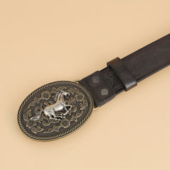 Embossed Leather Belt Vintage Casual Business Belt Men