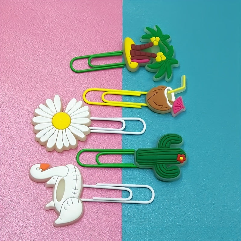 Colorful Flower PVC Paper Clip Bookmarks for Students