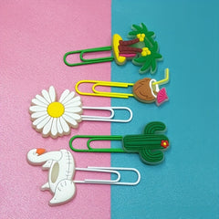 Colorful Flower PVC Paper Clip Bookmarks for Students