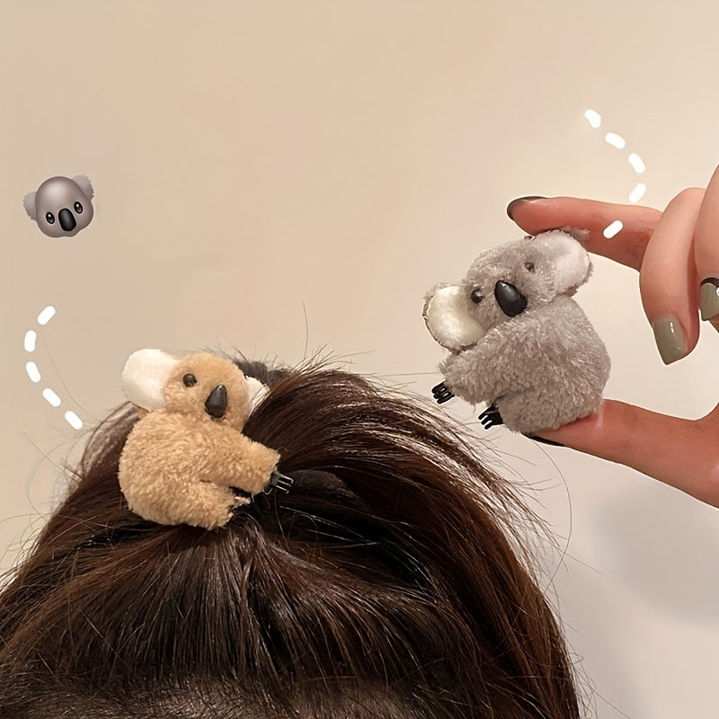 2pcs Koala Small Grab Clip Plush Koala Female Bangs Side Clip Headwear