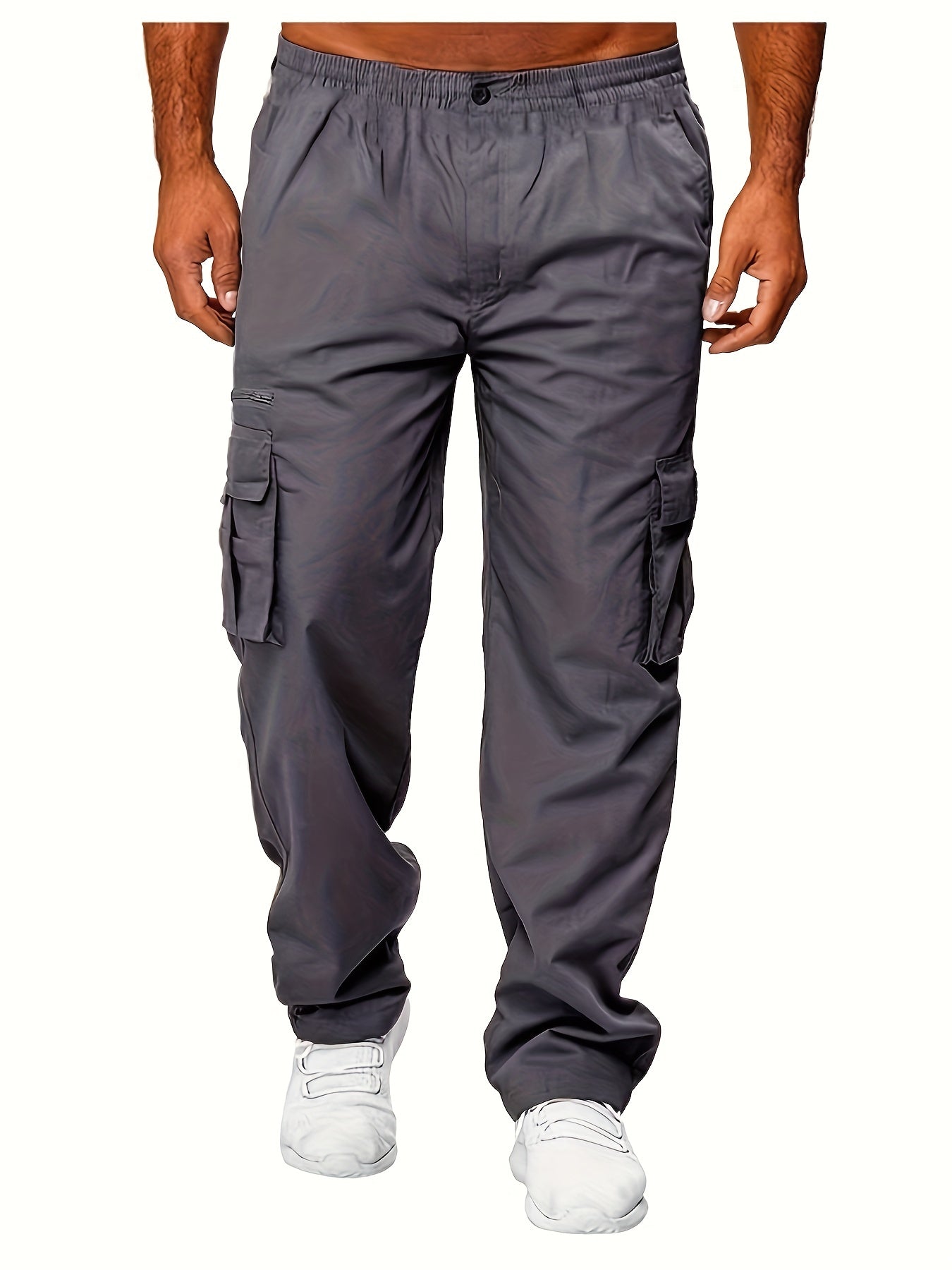 Men's Cargo Work Trousers Thin Relaxed Fit Stretch Combat Jogging Bottoms