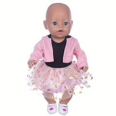 Pink Coat and Dress Set for 40 64 45 Dolls - Fashionable Ladylike Outfit