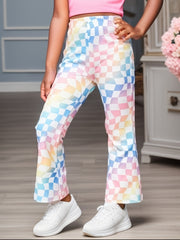 Girls' Colorful Plaid Bell Bottom Pants For Casual Street