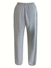 Women's Athleisure Elastic Waist Sweatpants Drawstring Solid Casual Pants