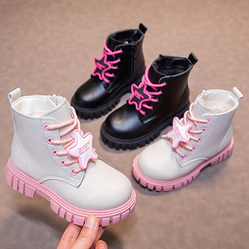 Girls' Warm Fleece Boots with Zipper for Autumn/Winter