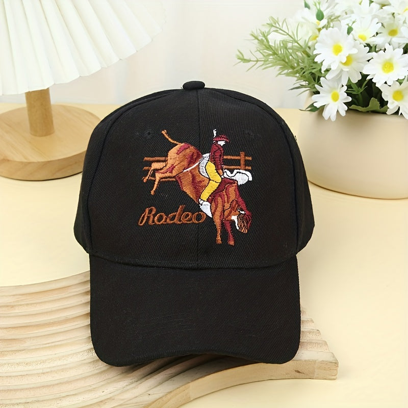 Adjustable Baseball Cap with Rodeo Embroidery - Outdoor Sunshade Hat
