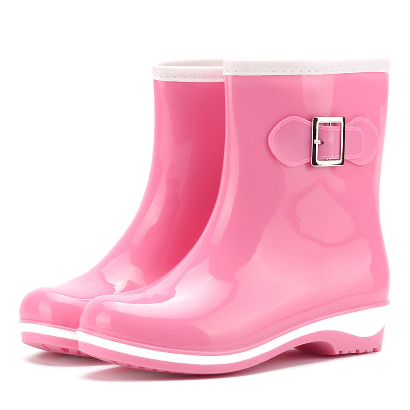 Waterproof Rain Boots Round Toe Slip-On Anti Slip High Boots