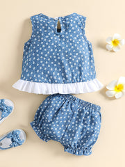 Baby Girls Crop Top and Shorts Set with Bows