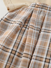 Girls' Plaid Patchwork Short Sleeve Casual Dress