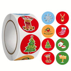 500pcs Christmas Gift Stickers 2.54 Cm Cartoon Theme Praise Reward Label Box Set