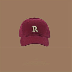 Men's Cotton R Letter Baseball Cap Sunshade Peaked Cap