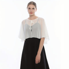 Chiffon Sheer Capelet Solid Poncho Scarf Shawls Women
