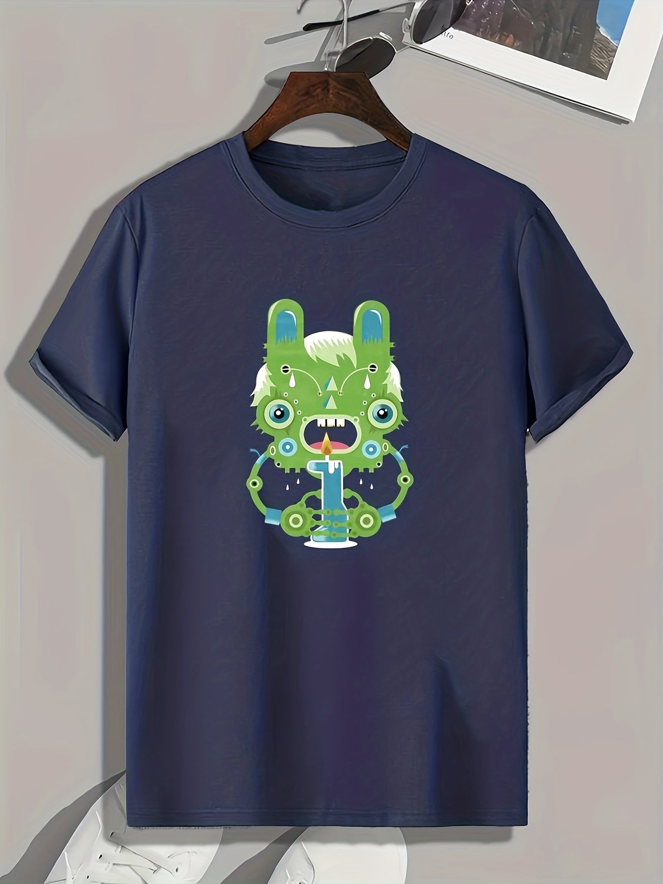 Cartoon Print Men's Graphic T-shirt for Summer